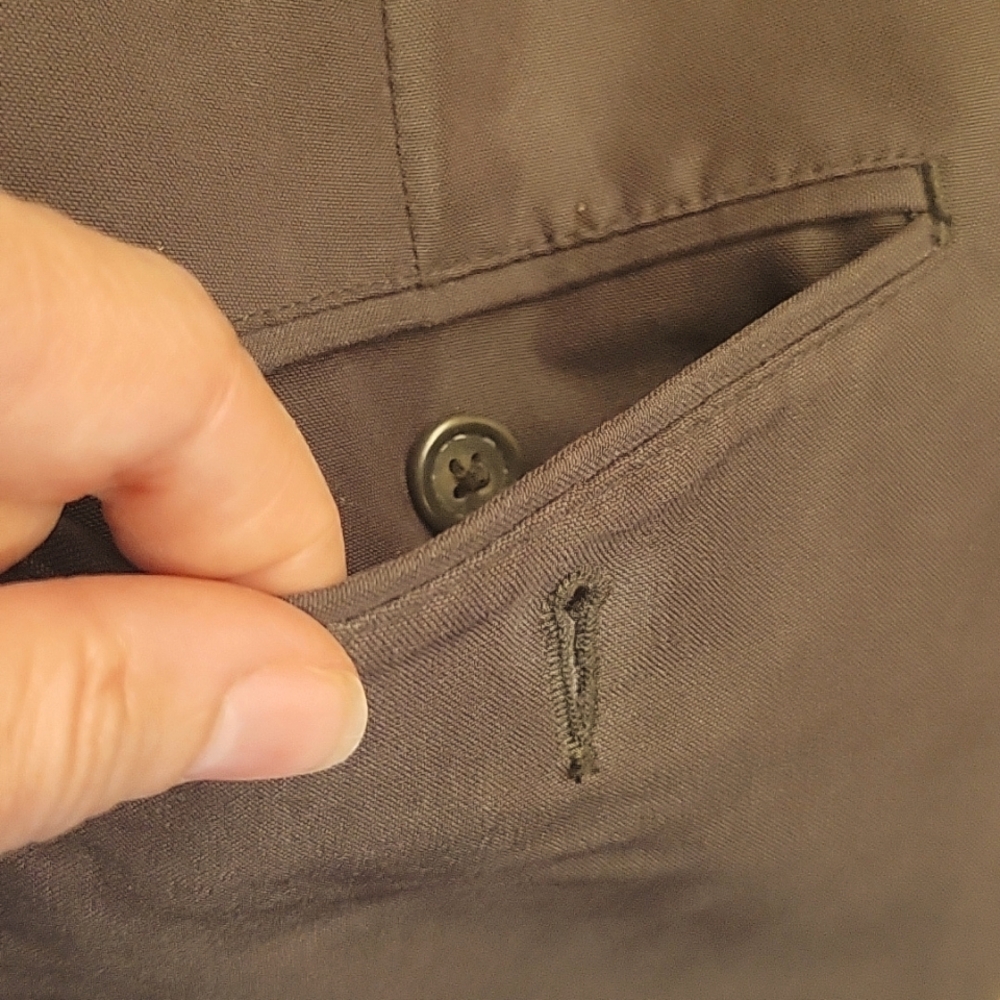 Beautiful & Soft Perry Ellis Dark Olive Front Pleated Men's Slacks, 32/31 - Picture 7 of 12